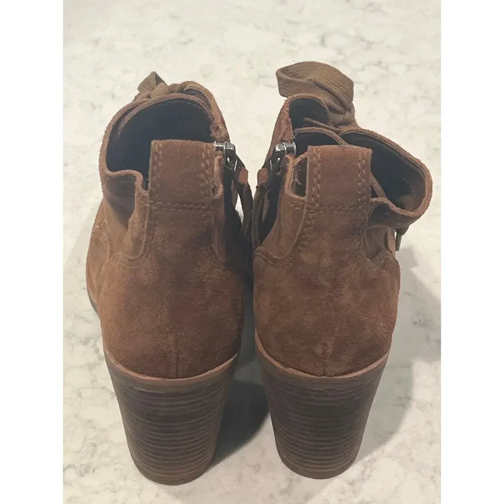 Dolce Vita Women’s‎ Seiko Leather Suede Lace Up Heeled Ankle Boots Size 9 Brown
